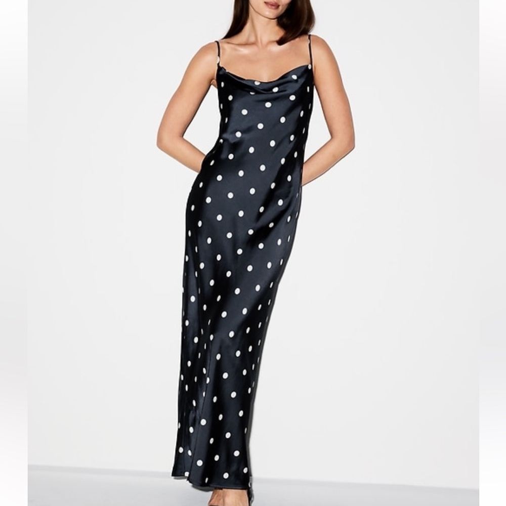 Navy Polka Dot Slip Dress